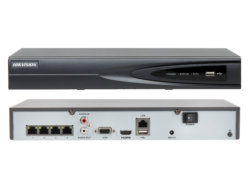 Rejestrator IP na 4 kamery HIKVISION DS-7604NI-K1/4P(C) wbudowane POE
